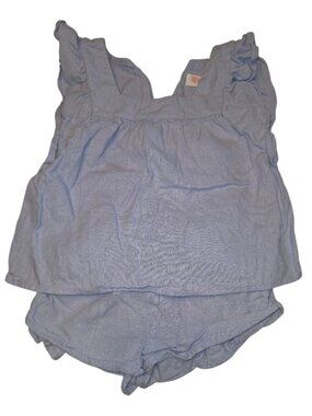 ReWash Shirt Shorts Set Little Girls XS Linen Blend Flutter Tank Top